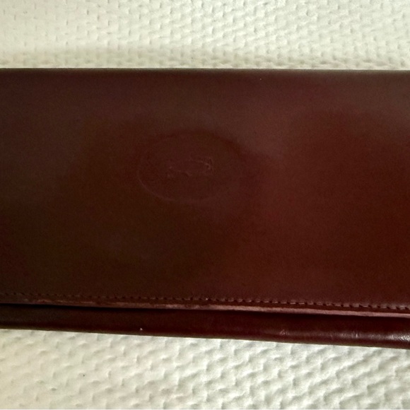 Cartier Burgundy Leather Long Wallet Gold Corner Hardware Vintage Authentic - Picture 2 of 8